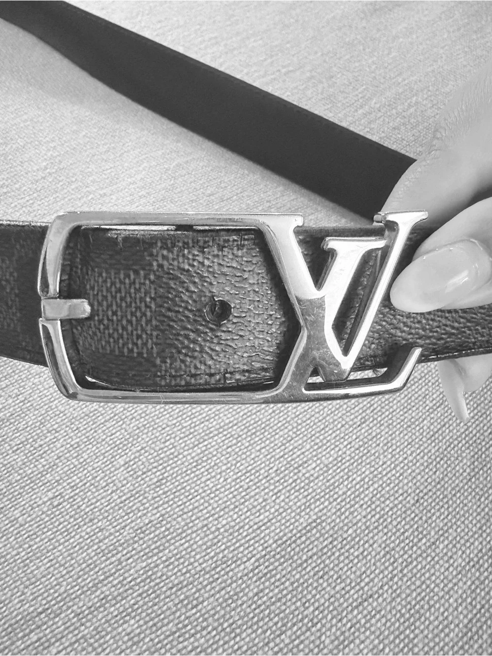 Louis Vuitton Black Damier Canvas Belt with Silver LV Buckle 90/36
